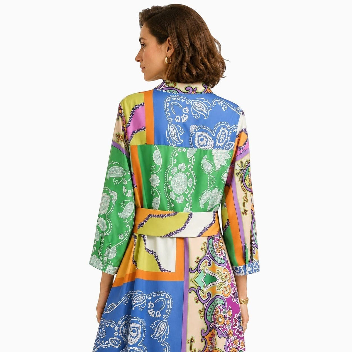 La Boutique Kimono Robe Longue Satin Multicolore
