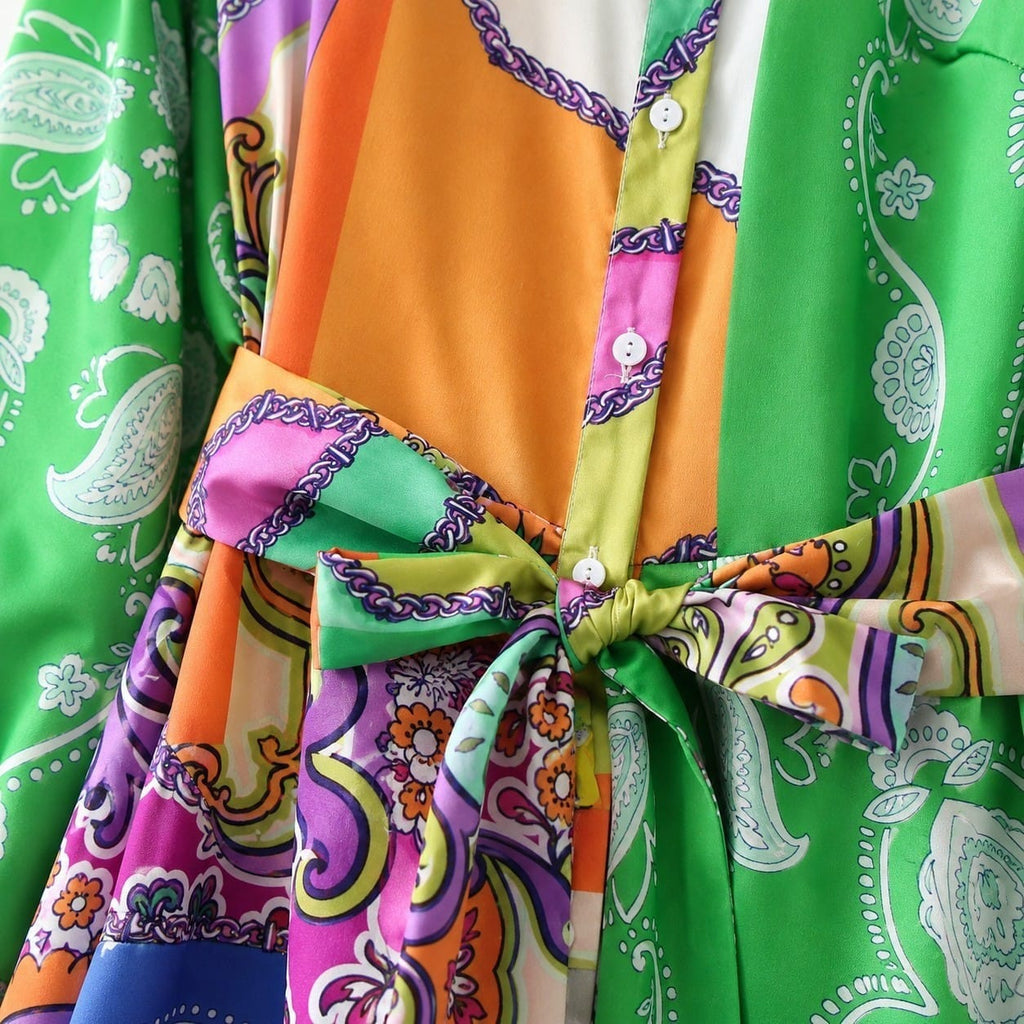 La Boutique Kimono Robe Longue Satin Multicolore