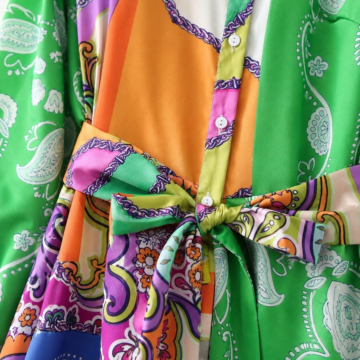 La Boutique Kimono Robe Longue Satin Multicolore