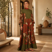La Boutique Kimono Robe Longue Vert Foncé Bohème