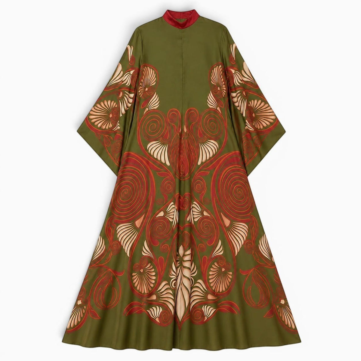 La Boutique Kimono Robe Longue Vert Foncé Bohème