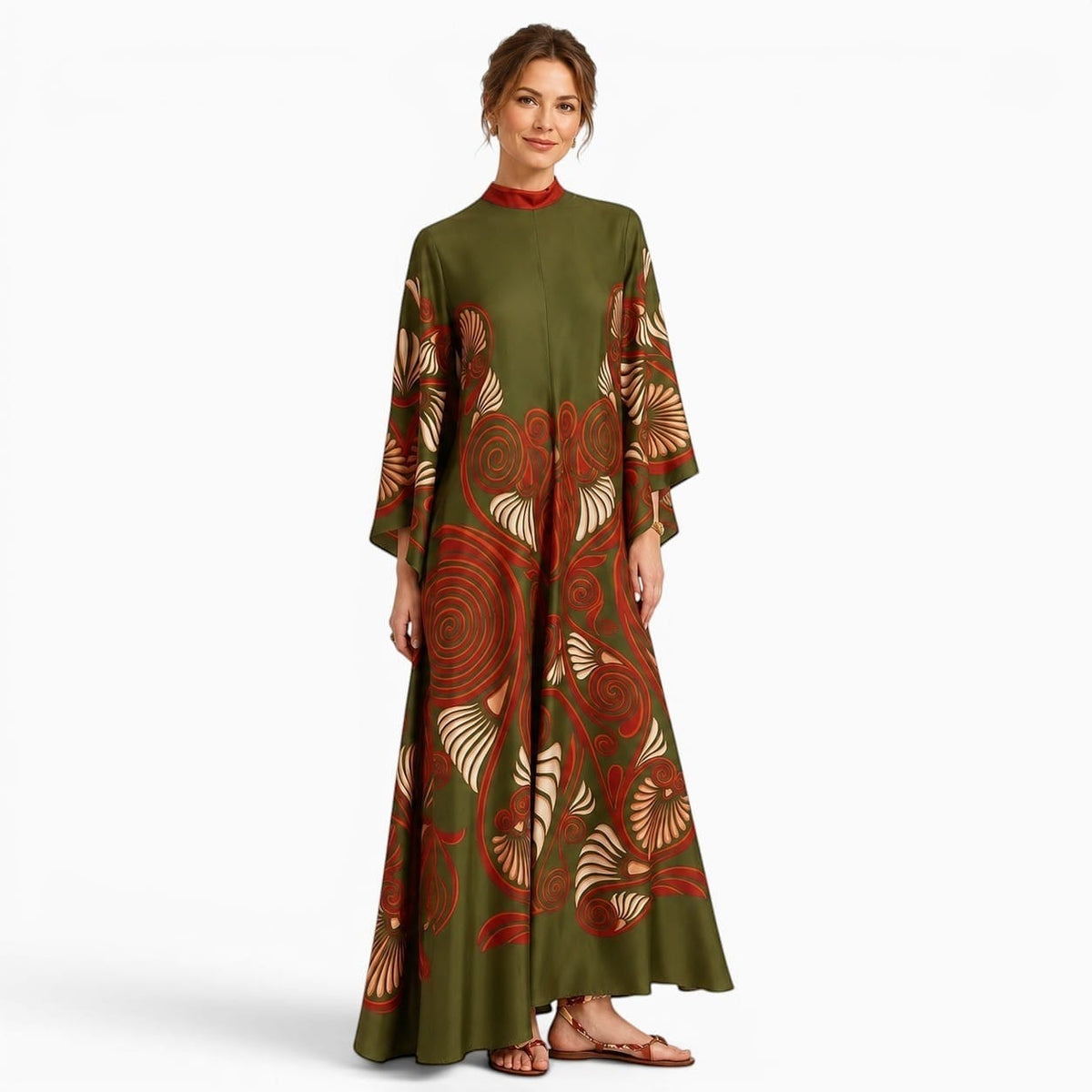 La Boutique Kimono Robe Longue Vert Foncé Bohème