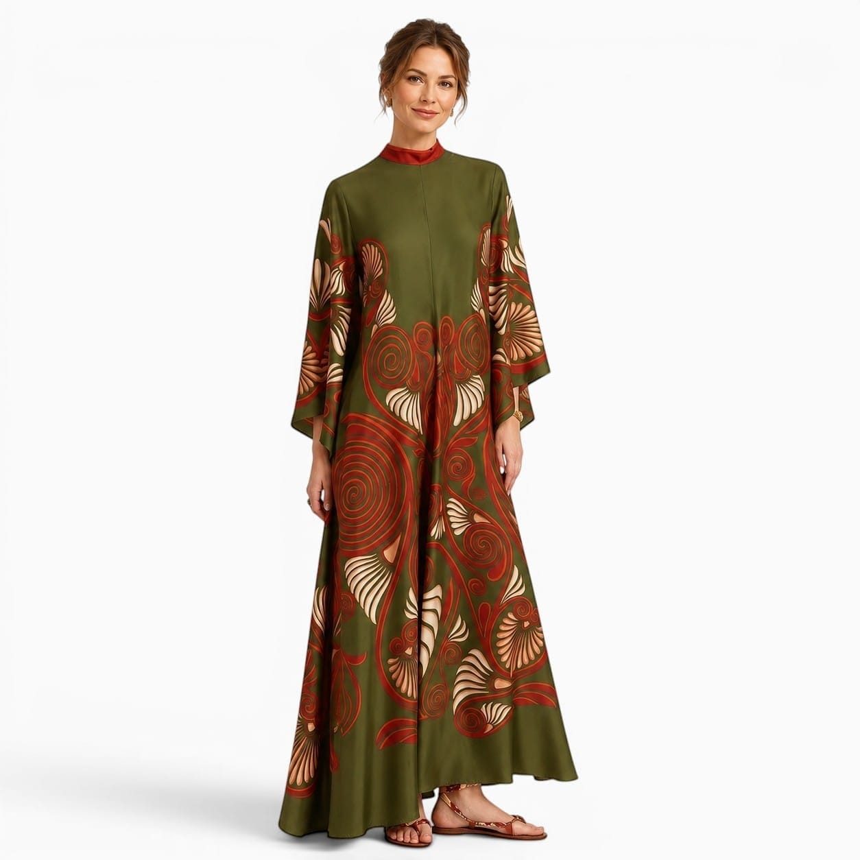 La Boutique Kimono Robe Longue Vert Foncé Bohème