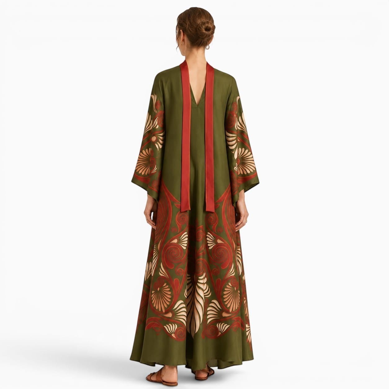 La Boutique Kimono Robe Longue Vert Foncé Bohème