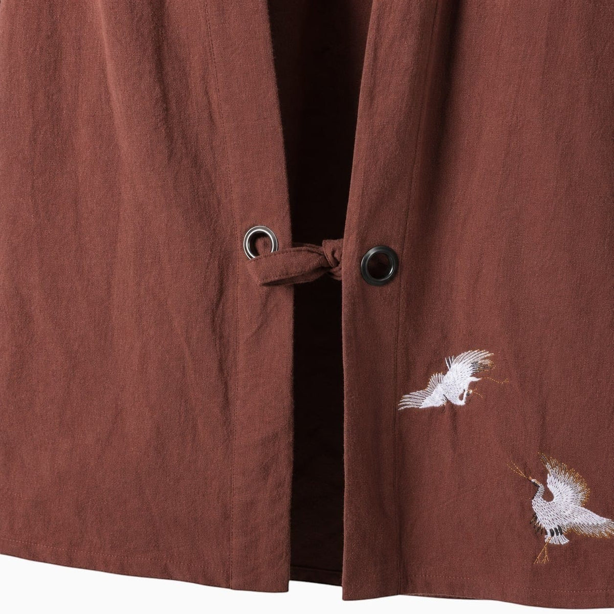 La Boutique Kimono Veste Kimono Homme Japonais Marron Broderie Grue