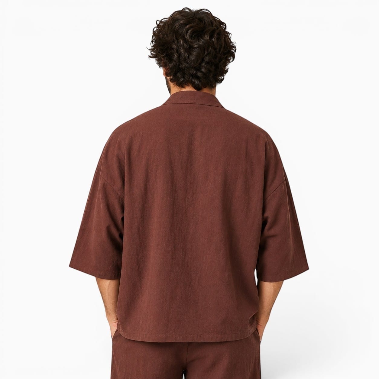La Boutique Kimono Veste Kimono Homme Japonais Marron Broderie Grue