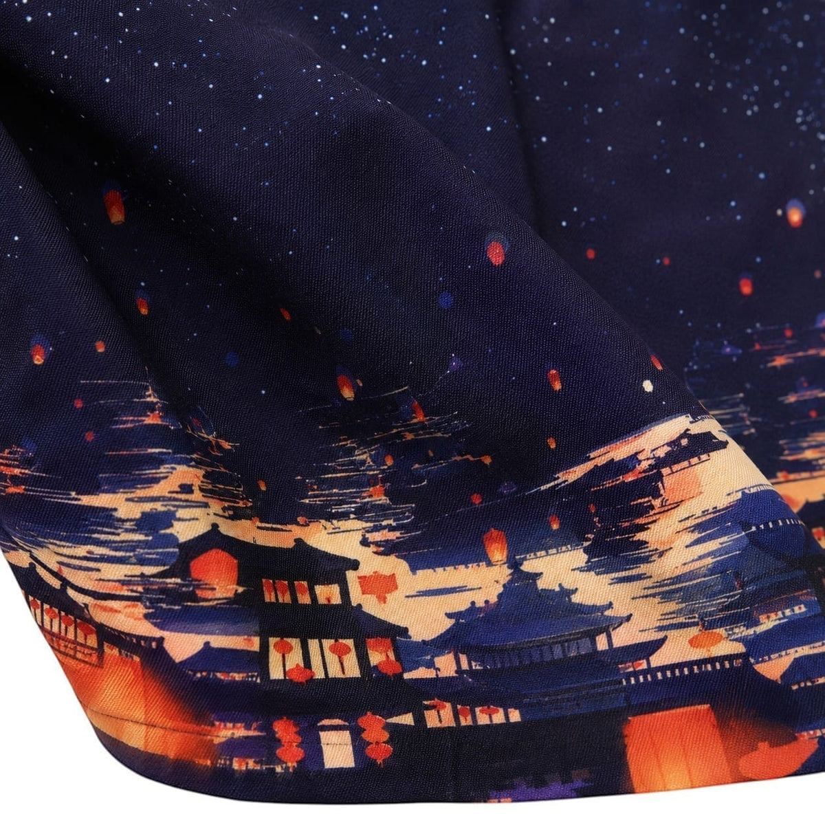 La Boutique Kimono Veste Kimono Japonais Femme Bleu Nuit Lanternes
