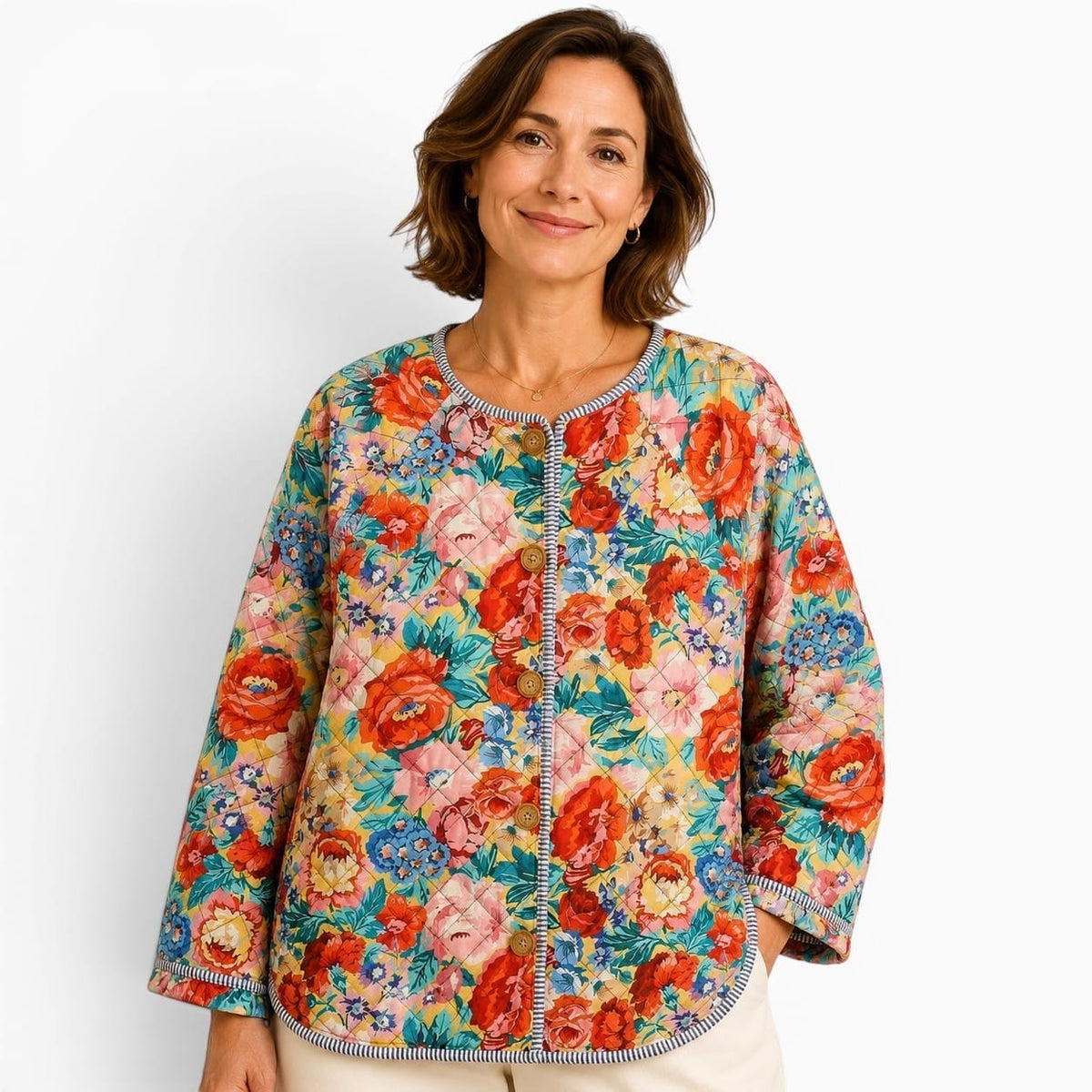 La Boutique Kimono Veste Matelassée Fleurie Femme