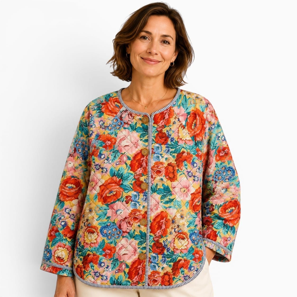 La Boutique Kimono Veste Matelassée Fleurie Femme