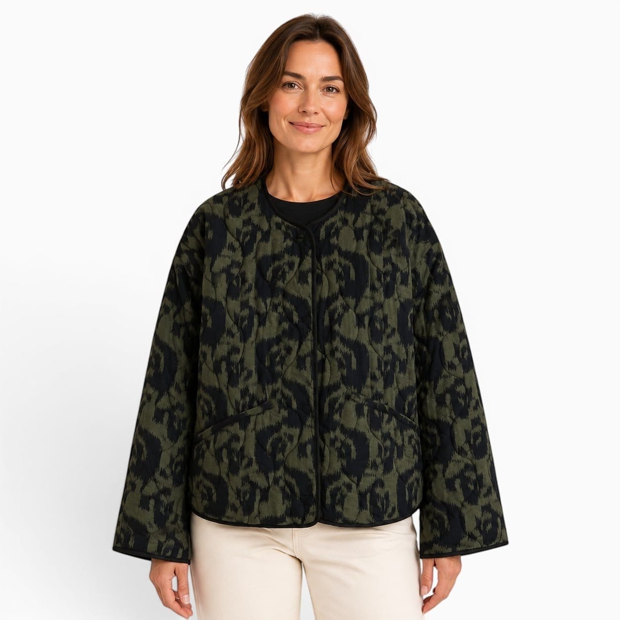 La Boutique Kimono Veste Matelassée Vert Kaki
