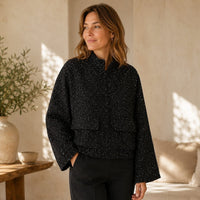 La Boutique Kimono Veste Noire Femme à Paillettes