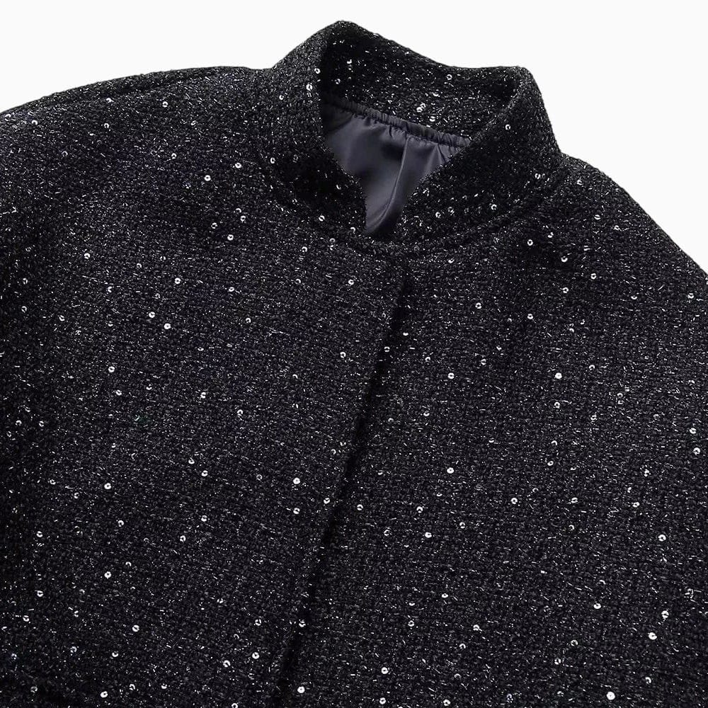 La Boutique Kimono Veste Noire Femme à Paillettes