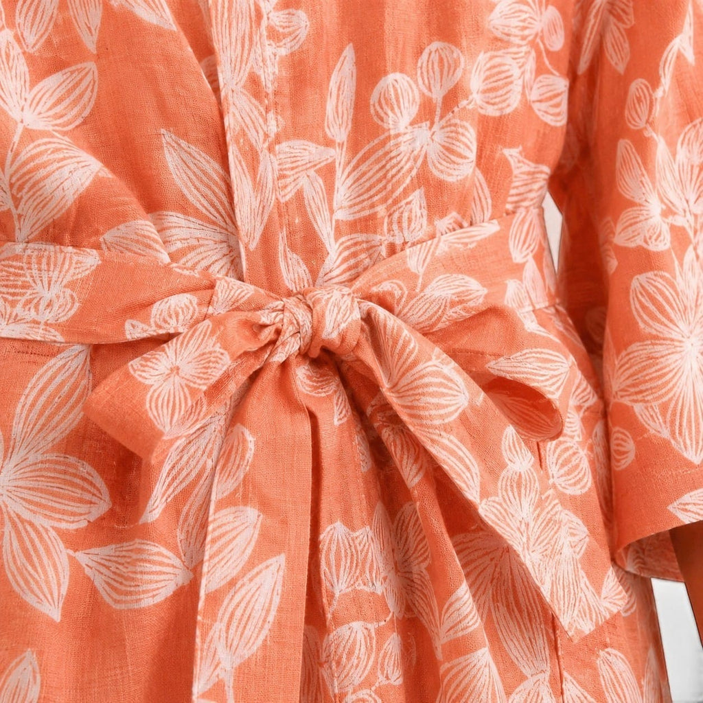 La Boutique Kimono Vêtement Kimono Femme Orange Fleuri