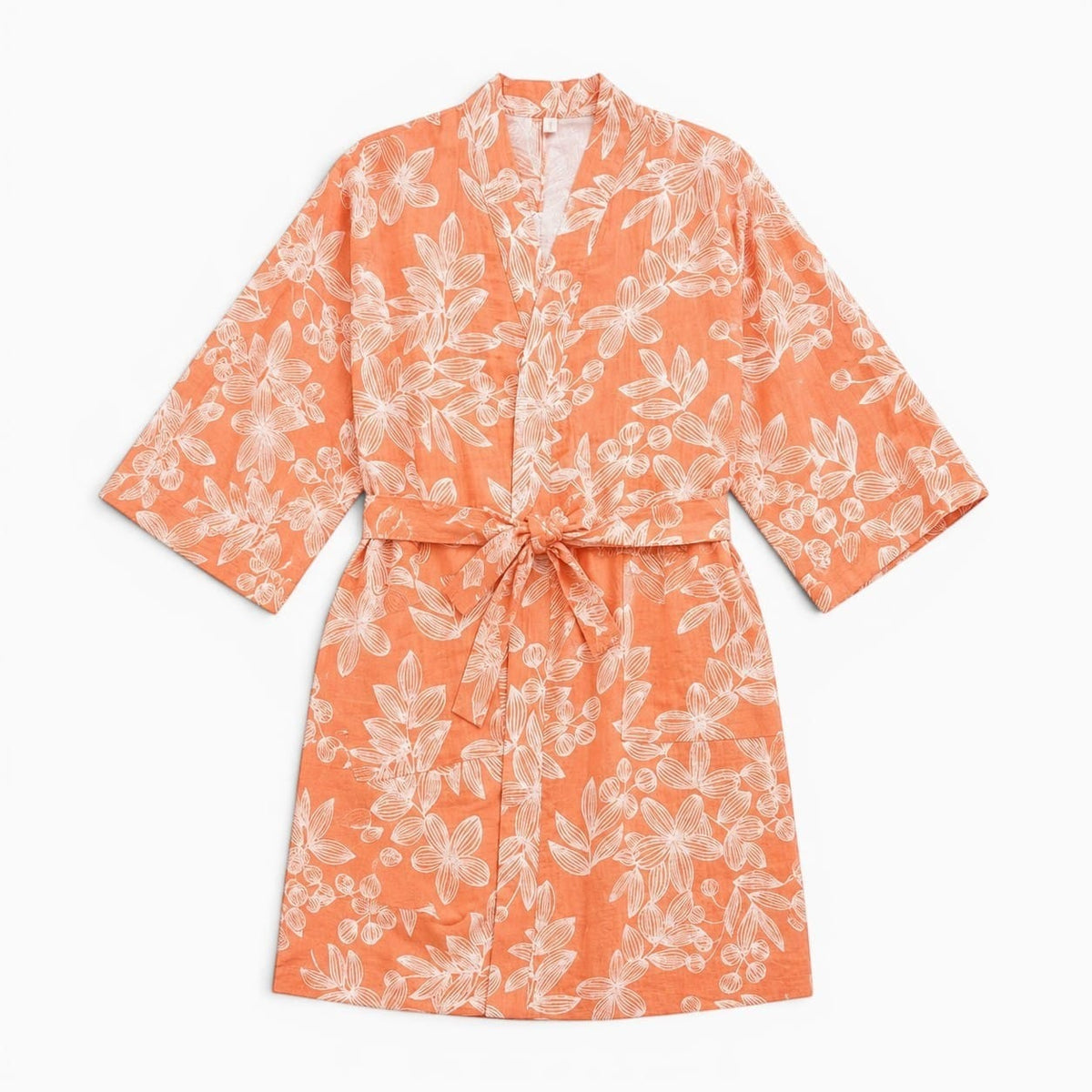 La Boutique Kimono Vêtement Kimono Femme Orange Fleuri