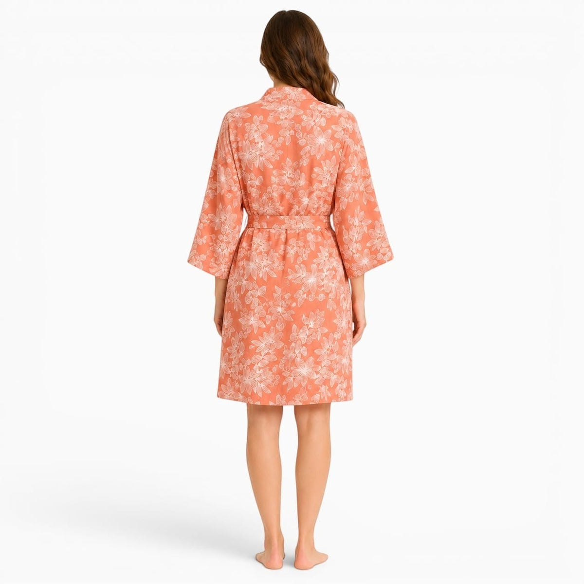 La Boutique Kimono Vêtement Kimono Femme Orange Fleuri