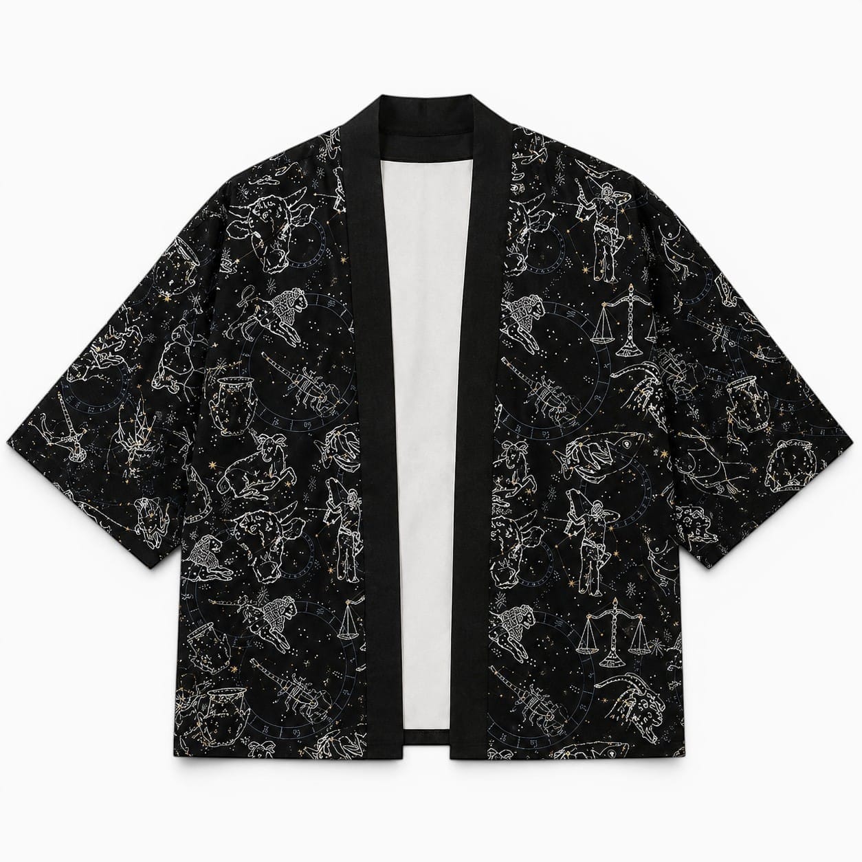 La Boutique Kimono Vêtements Kimono Noir Et Blanc Motif Constellation